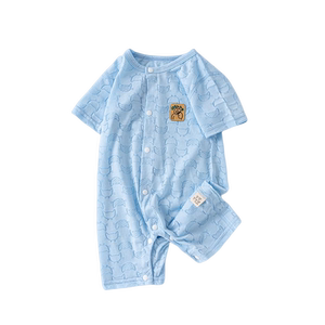 小猪大卫新生婴儿夏季纯棉连体衣