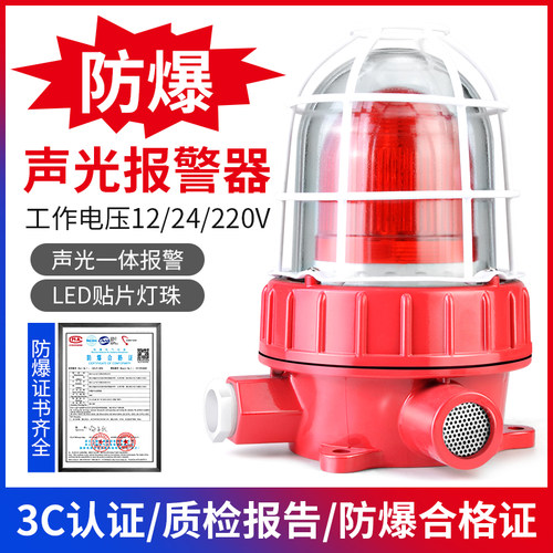 BBJ防爆声光警报器220V报警灯24V防爆型警报器led闪光警示灯12V