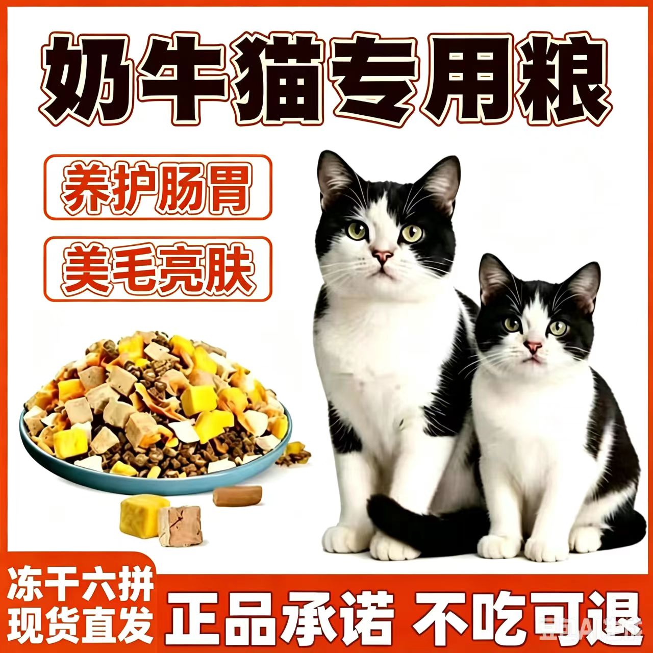 奶牛猫专用冻干猫粮10斤大包装高蛋白配方成猫幼猫通用型便宜流浪