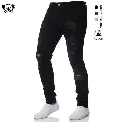 Q 86951 Men Stretchy Jeans Streetwear Slim Fit街头风牛仔裤