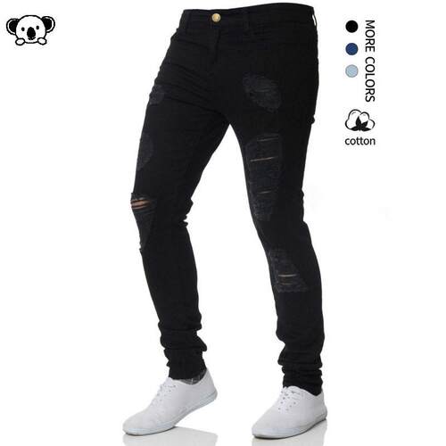 Q 86951 Men Stretchy Jeans Streetwear Slim Fit街头风牛仔裤