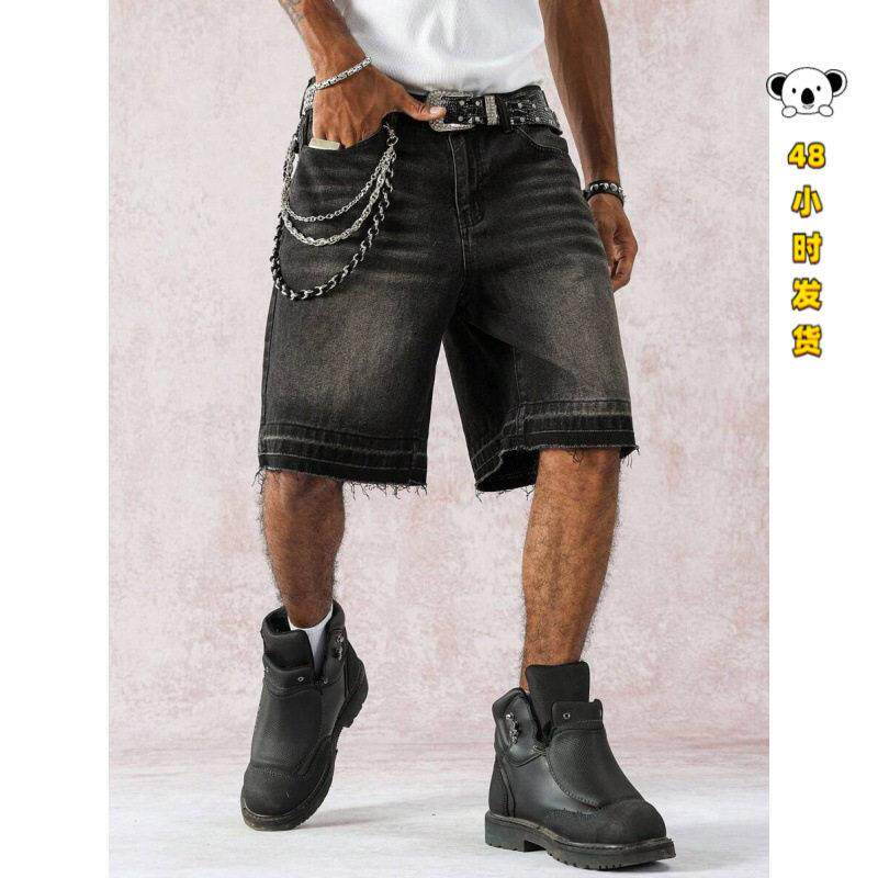 S 85990 Vintage washed denim shorts 复古水洗阔腿牛仔短裤