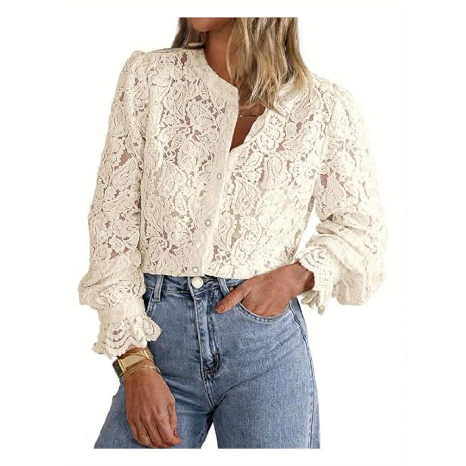 Y 58060 Lace Button Up Shirt 蕾丝纽扣衬衫