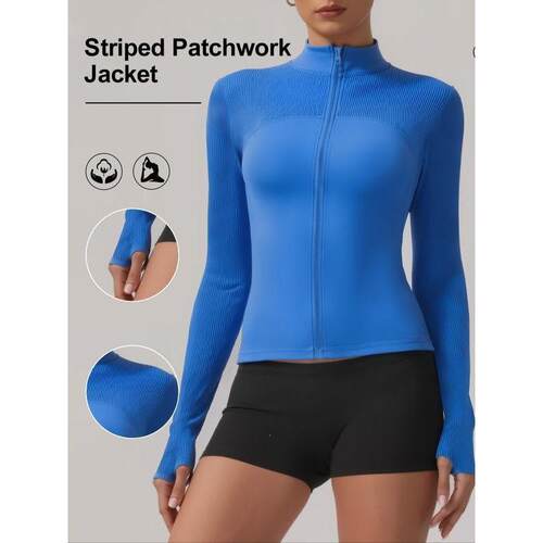 K 23479 Striped Splicing Yoga Jacket 条纹瑜伽外套