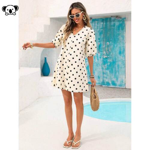 N 91129 Women Casual Dress Polka Dot波点连衣裙