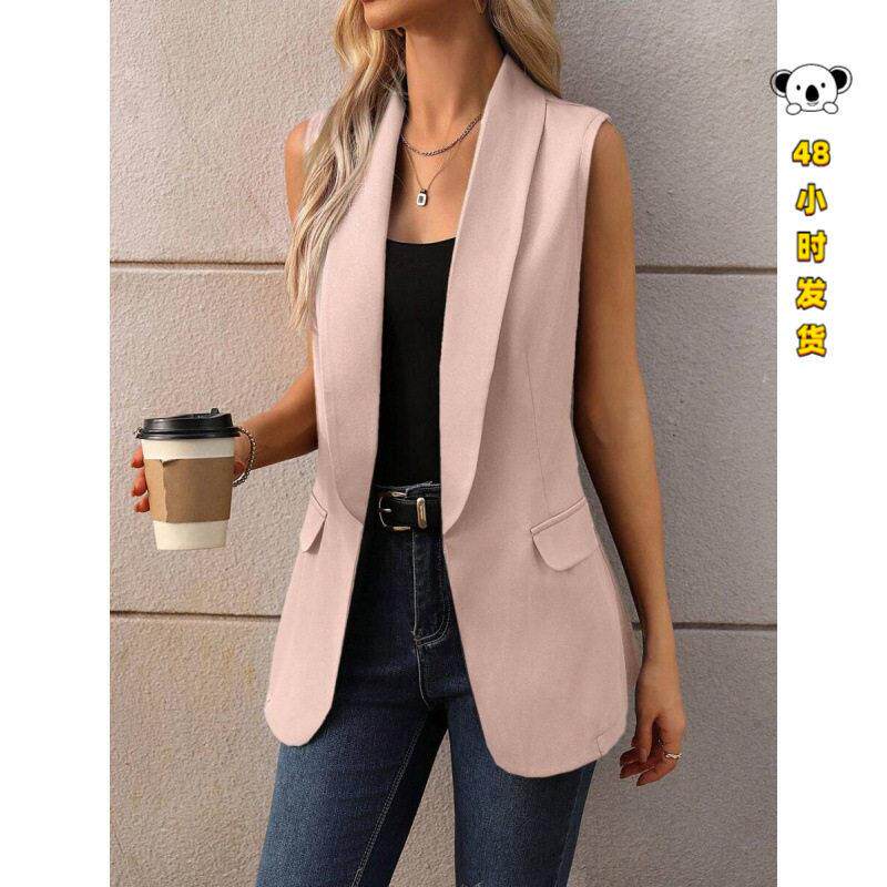 M 45263 Lapel solid women's suit vest 翻领纯色女士西服马甲