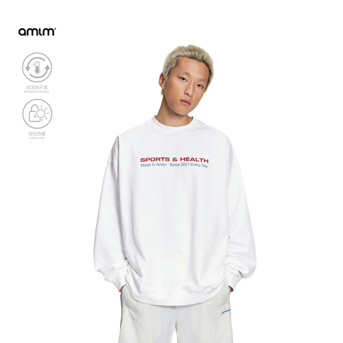 AMLM 户外恒温保暖新款长袖基础LOGO字母标语套头卫衣男上衣春季 - 封面
