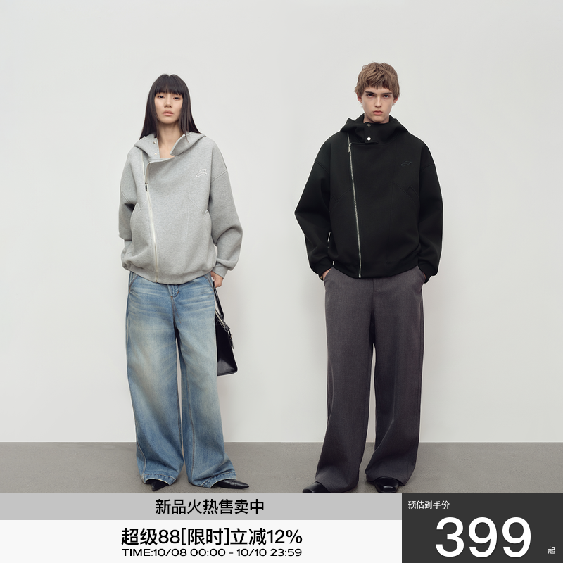 AMLM斜拉链空气棉卫衣男女防寒