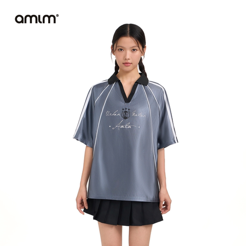 AMLM亮面凉感短袖V领球衣