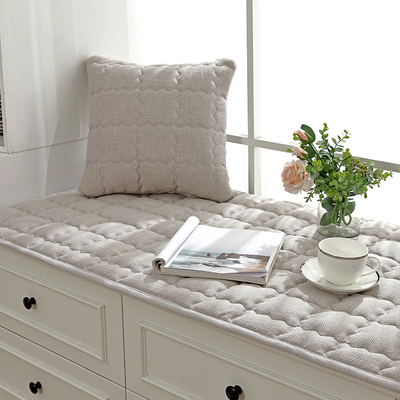 轻奢双色麻飘窗垫窗台垫阳台垫四季卧室科技布现代榻榻米垫子定制