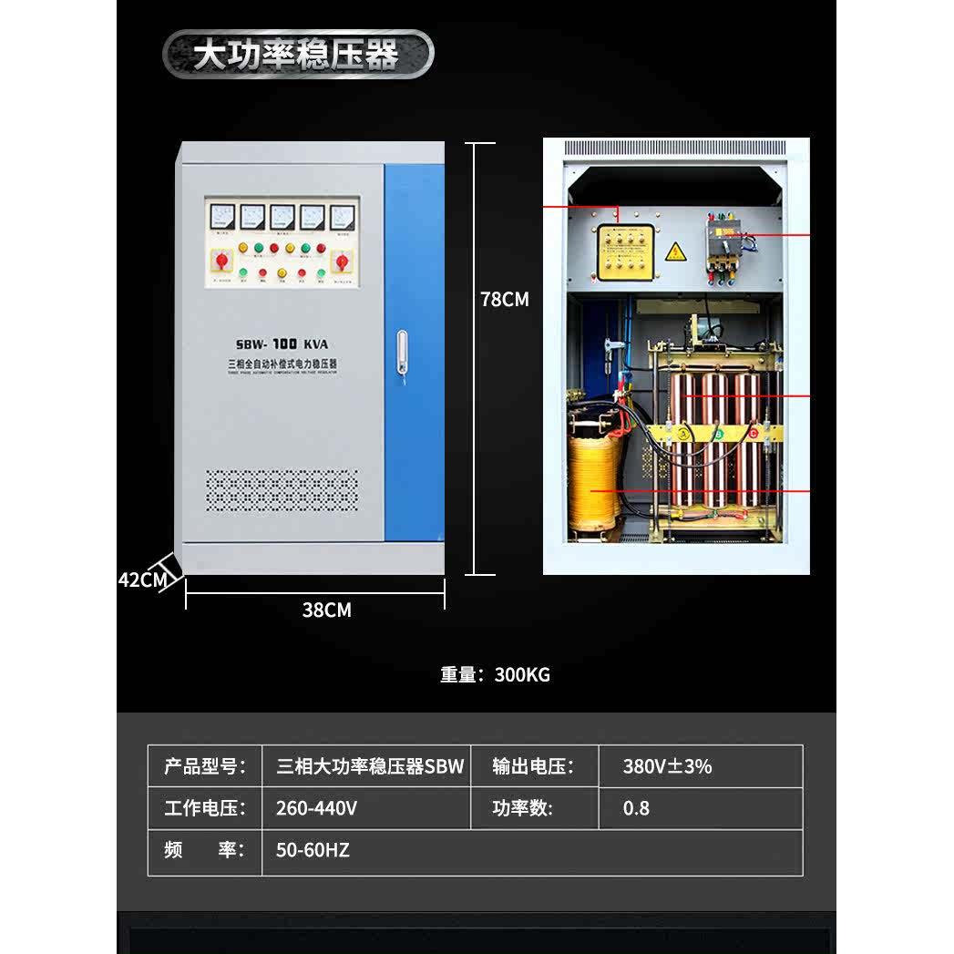 上海人民三相稳压器380v工业15KW/30/40/60/80/100/120大功率电源