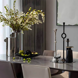 样板房餐厅桌面摆件装 逸品家居软装 饰设计搭配花器烛台托盘 Pin