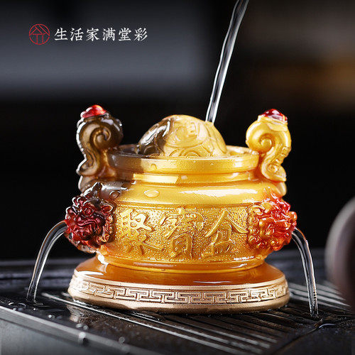 聚宝盆遇水变色茶宠摆件