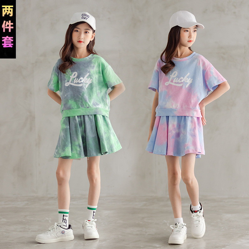 李­宁联名女童套装夏装2025夏季短袖儿童装运动服休闲两件套裙裤