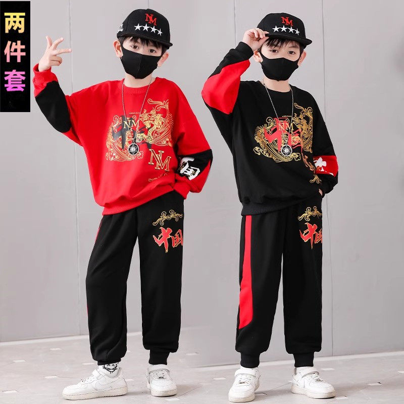 NK国潮联名儿童男童装运动套装2024春季新款大童卫衣韩版两件套