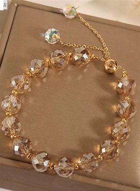 气质水晶编织手链女小众设计个性手镯简约学生闺蜜网红手环手百搭