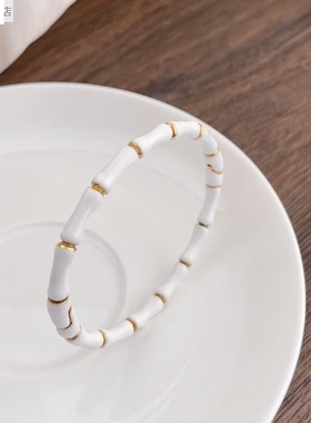 47新品跨境滴胶竹节手镯女节节高升时尚感简约钛钢手环饰品百搭