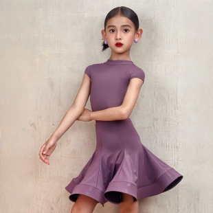 女童拉丁舞比赛服2025新款女童考级专业国标肩袖高级拉丁规定舞服