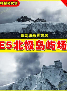 UE5 Arctic Cliffs 北极冰岛悬崖冰山冰川海洋浮冰雪山岩石5.3