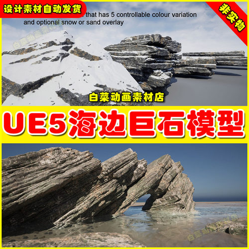 Unreal UE5 Rocks, Sand and Pebbles 5.4海岸石头岩石巨石模型