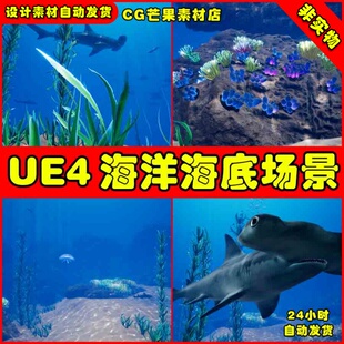 UE4海洋海底珊瑚UE5礁石水下鱼群场景 Ocean Environment Pack