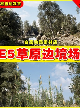 UE4UE5 Steppe Environment 4x4km 草地边境环境场景4.27 5.0