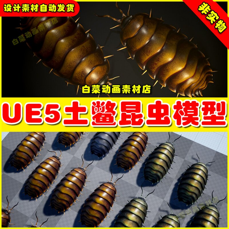 UE5虚幻资源 Woodlouse insect1 土鳖昆虫生物模型5.2