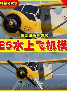 UE5虚幻Driveable Vehicle Seaplane水上飞机模型虚拟设计素材5.2