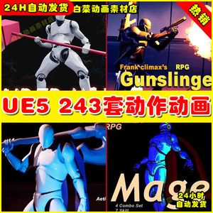 UE4UE5虚幻 243套格斗打斗法师战士攻击人物角色动捕动作动画集合