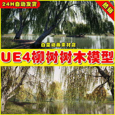 UE5 Trees Willow tree 河边柳树树木植物UE4模型4.27