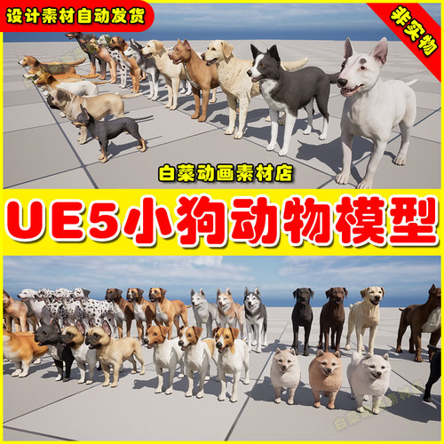 UE5 Dogs Big Pack 虚幻引擎5.5版本小狗动物狗狗宠物模型素材