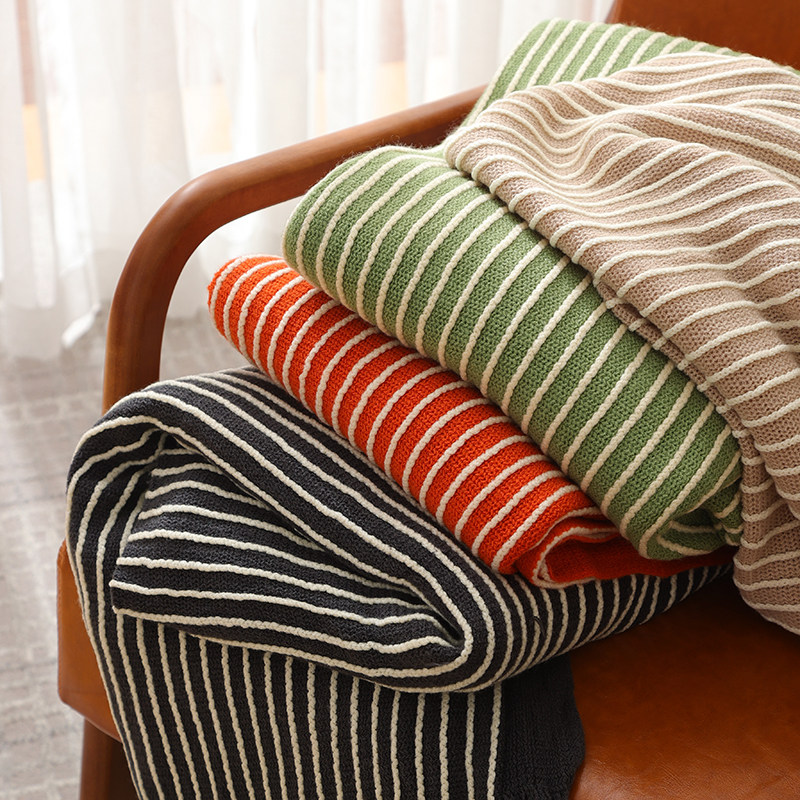 現代簡約條紋裝飾毯床尾休閑