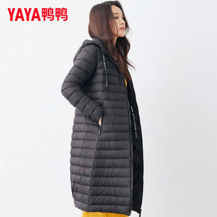 鸭鸭2024秋冬新款羽绒服女中长款轻薄款长过膝薄款时尚羽绒外套潮