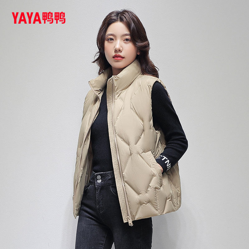 鸭鸭2025年新款羽绒马甲女士短款马夹坎肩立领羽绒服百搭休闲外穿
