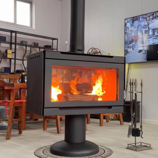 圣尔森真火燃木壁炉双开门双面观火可旋转壁炉民宿取暖别墅自建房