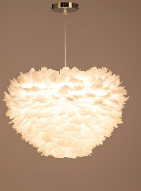 新款批发北欧简约白色羽毛吊灯现代温馨个性创意浪漫ed婚房卧室灯
