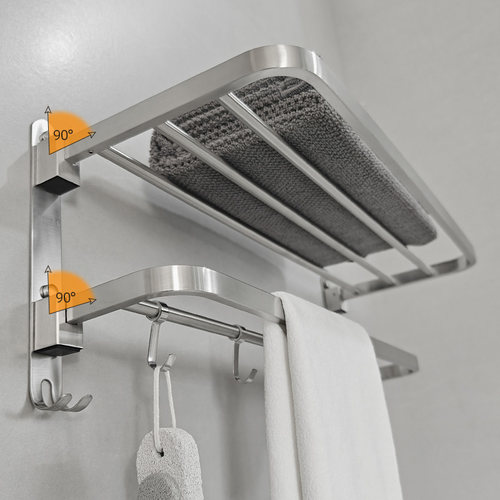 304不锈钢双折叠带钩浴巾架子