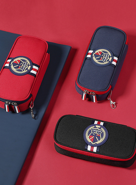 doodoo小学生笔袋大容量英伦儿童文具盒男孩女孩多功能文具收纳袋