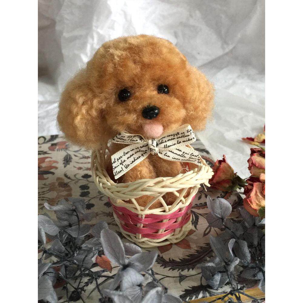 蓬蓬球材料包萌宠泰迪小号全身可爱卷毛手工狗羊毛毡桌摆件非成品