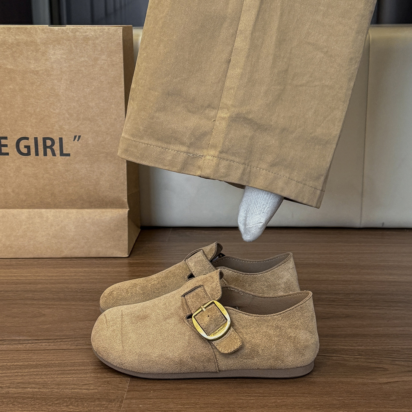 春秋全包勃肯鞋女2026新款反绒皮单鞋配裙子防滑孕妇鞋0121z,女鞋,勃肯鞋/软木鞋,淘宝优惠券,粉丝福利购,淘宝优惠卷