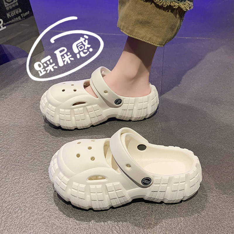 正品牌洞洞鞋女款2024新款夏季外穿厚底增高防滑凉拖沙滩包头凉鞋