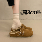 厚底内增高勃肯鞋 女包头半拖鞋 外穿2026新款 春季 女鞋 子一脚0127z
