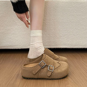 春季 外穿防滑一脚蹬懒人0127z 双扣带包头半拖鞋 勃肯鞋 女2026新款