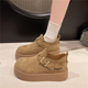 春季 配裙子0127z 魔术贴一脚蹬反绒皮休闲鞋 厚底勃肯鞋 女2026新款