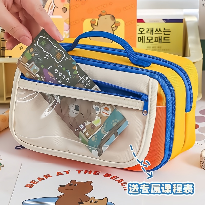 复古笔袋手提大容量多层文具袋女
