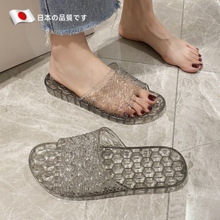 日本2025新款 透明一字拖 水晶拖鞋 女外穿室内居家软底防滑防臭夏季