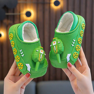 防水男童儿童棉拖鞋卡通冬季室内防滑宝宝小孩毛毛拖鞋包跟可外穿