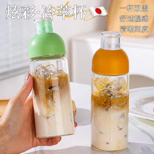 日本冷萃壶咖啡随手杯冷水壶便携耐热水杯冰箱冷泡杯果汁瓶冷萃杯