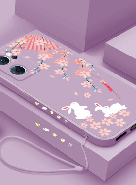 oppoReno7pro手机壳新款Reno7全包镜头reno7SE可爱兔兔卡通液态硅胶超薄防摔保护套OPPO直边个性女5g高级外壳
