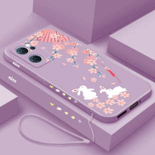 oppoReno7pro手机壳新款Reno7全包镜头reno7SE可爱兔兔卡通液态硅胶超薄防摔保护套OPPO直边个性女5g高级外壳